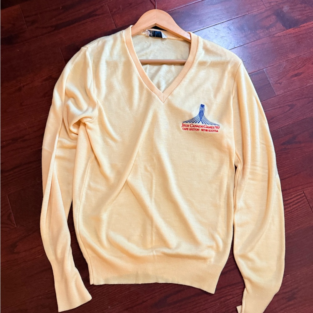 Soft Yellow Vintage V-Neck Sweater